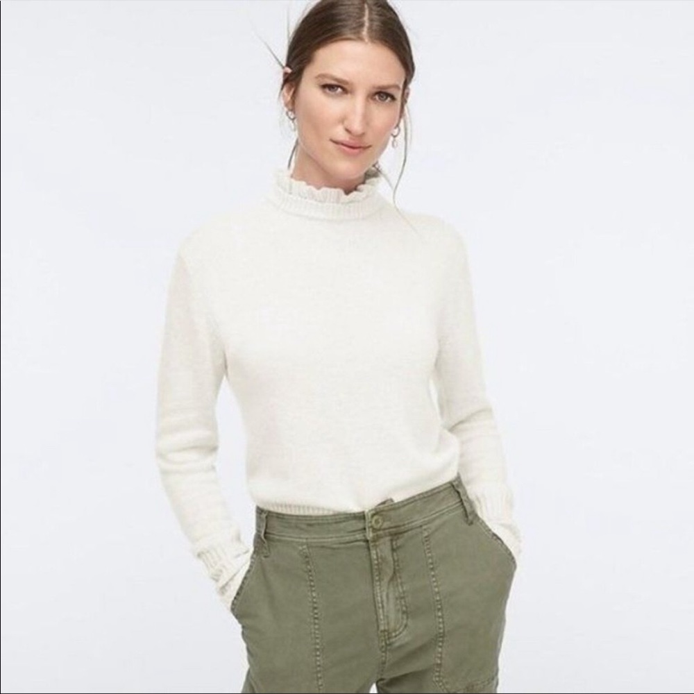 J.Crew Ruffle Neck Sweater in Natural